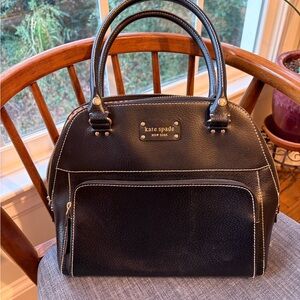 Kate Spade Black Satchel with White Stitching